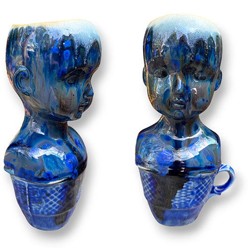 Ali Burnette 7" Blue Child Bust Cup Vessel DP6153